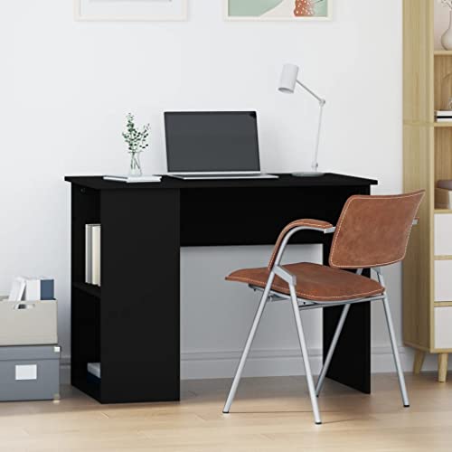 Mandloder Schreibtisch Schwarz 100x55x75 cm, Holzwerkstoff Modern, mit 2 Fächern für Büro und Arbeitszimmer, Laptop Computer Schreibtisch von Mandloder