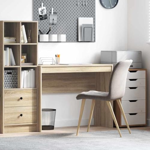 Mandloder Schreibtisch Sonoma Eiche 100x40x76cm, Laptoptisch aus Holzwerkstoff mit Ablagefach, Modernes Design, ideal für Home Office, Büro und Schlafzimmer von Mandloder