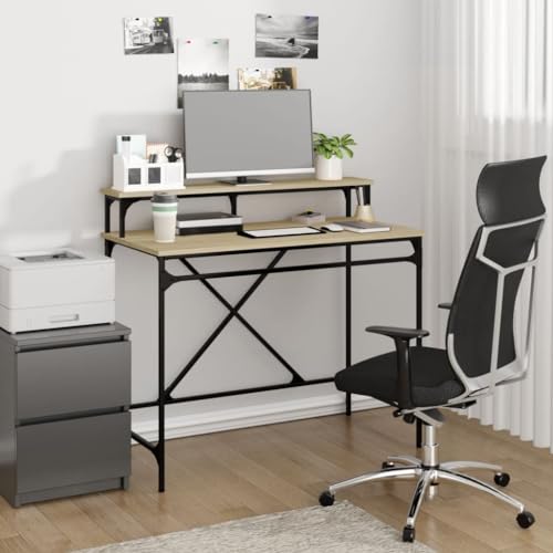 Mandloder Schreibtisch Sonoma-Eiche 100x50x90 cm, Holzwerkstoff & Eisen, Industrieller Stil, PC-Arbeitsplatz mit Monitorablage für Büro & Zuhause Mandloder Schreibtisch Sonoma-Eiche 100x50x90 cm, Holzwerkstoff & Eisen, Industrieller Stil, PC-Arbeitsplatz mit Monitorablage für Büro & Zuhause von Mandloder