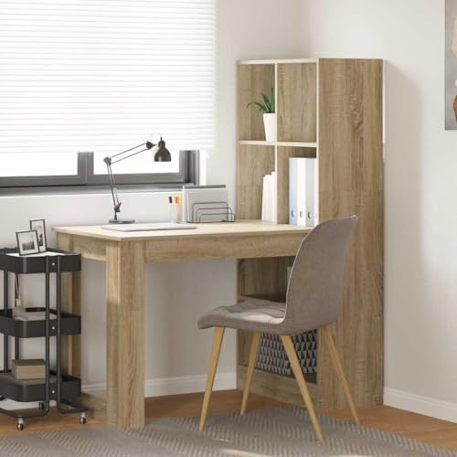 Mandloder Schreibtisch Sonoma Eiche 122x67x145 cm, Holzwerkstoff, mit Regalen, großes Home Office Gaming Tisch für Büro & Schlafzimmer, modernes Design Mandloder Schreibtisch Sonoma Eiche 122x67x145 cm, Holzwerkstoff, mit Regalen, großes Home Office Gaming Tisch für Büro & Schlafzimmer, modernes Design von Mandloder