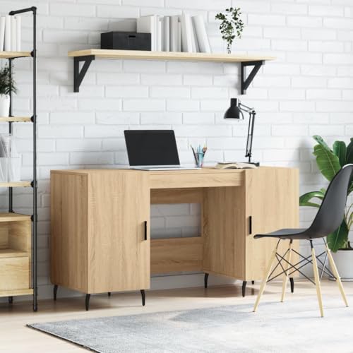 Mandloder Schreibtisch Sonoma-Eiche 140x50x75 cm, Holzwerkstoff, Büro Computertisch mit 4 Fächern und Türen, Stabiler Arbeitstisch für Schlafzimmer & Home-Office Mandloder Schreibtisch Sonoma-Eiche 140x50x75 cm, Holzwerkstoff, Büro Computertisch mit 4 Fächern und Türen, Stabiler Arbeitstisch für Schlafzimmer & Home-Office von Mandloder