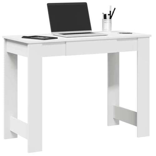 Mandloder Schreibtisch Weiß 100x45x75 cm, robuster Holzwerkstoff Bürotisch mit Stauraum, ideal für Laptop und Computer, vielseitige Arbeitsplatte für Büro, Schlafzimmer und Home Office von Mandloder