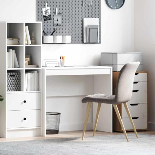 Mandloder Schreibtisch Weiß 90 x 40 x 76 cm, robuster Holzwerkstoff Bürotisch mit Ablagefach, moderner Computertisch für Home Office, Schlafzimmer, kompakte Größe Mandloder Schreibtisch Weiß 90 x 40 x 76 cm, robuster Holzwerkstoff Bürotisch mit Ablagefach, moderner Computertisch für Home Office, Schlafzimmer, kompakte Größe von Mandloder