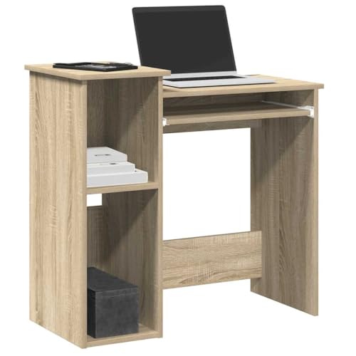 Mandloder Schreibtisch mit integrierten Regalen, Sonoma-Eiche, 84x40x78 cm, robuster Holzwerkstoff, ideal für Büro, Schlafzimmer & Wohnzimmer, vielseitiger Computertisch von Mandloder