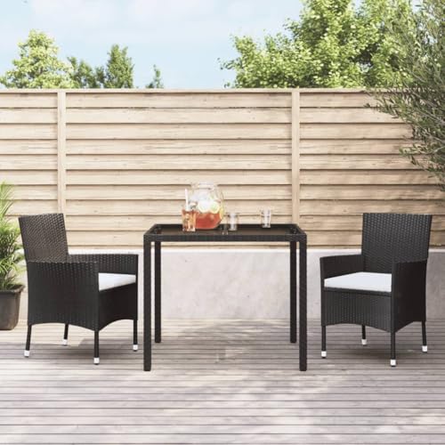Mandloder Schwarze Polyrattan Gartenstühle 2er-Set mit Cremeweißen Kissen, wetterfeste Outdoor Möbel für Garten & Terrasse, robuste Stühle aus Stahlgestell, 110 kg Tragkraft. von Mandloder