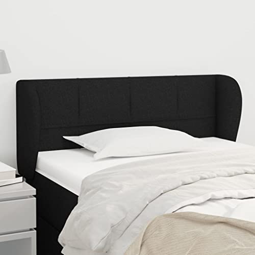 Mandloder Schwarzes Kopfteil mit Ohren, 103x23x78/88 cm, aus strapazierfähigem Stoff, höhenverstellbar für Betten, stilvolle Wanddekoration von Mandloder