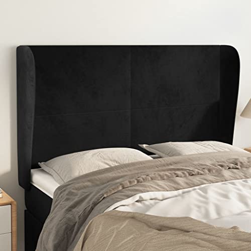 Mandloder Schwarzes Kopfteil mit Ohren, 147x23x118/128 cm, luxuriöser Samtstoff, höhenverstellbar für Schlafzimmer, stabiles Holzgestell, modernes Design, bequemes Rückenpolster Mandloder Schwarzes Kopfteil mit Ohren, 147x23x118/128 cm, luxuriöser Samtstoff, höhenverstellbar für Schlafzimmer, stabiles Holzgestell, modernes Design, bequemes Rückenpolster von Mandloder