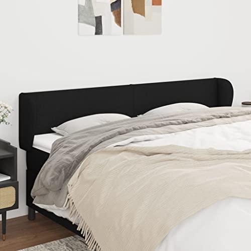 Mandloder Schwarzes Kopfteil mit Ohren, 163x23x78/88 cm, Stoffbezug aus Polyester, Höhenverstellbar, für Schlafzimmerbetten, Robuste Lärchenholzbeine, Elegantes Polsterbett-Accessoire Mandloder Schwarzes Kopfteil mit Ohren, 163x23x78/88 cm, Stoffbezug aus Polyester, Höhenverstellbar, für Schlafzimmerbetten, Robuste Lärchenholzbeine, Elegantes Polsterbett-Accessoire von Mandloder