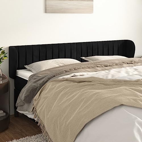 Mandloder Schwarzes Kopfteil mit Ohren, 183x23x78/88 cm, aus weichem Samt, höhenverstellbar, stabile Holzbeine für Bett, komfortable Rückenunterstützung Mandloder Schwarzes Kopfteil mit Ohren, 183x23x78/88 cm, aus weichem Samt, höhenverstellbar, stabile Holzbeine für Bett, komfortable Rückenunterstützung von Mandloder