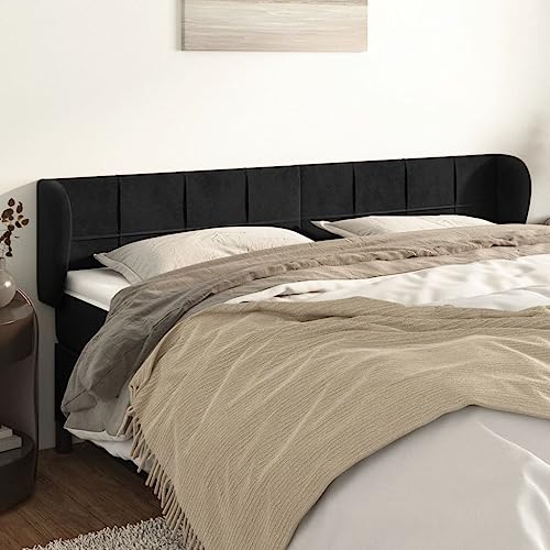 Mandloder Schwarzes Kopfteil mit Ohren, 203x23x78/88 cm, Samt-Stoff, verstellbar, stabil, Luxus-Design, ideal zum Lesen im Bett Mandloder Schwarzes Kopfteil mit Ohren, 203x23x78/88 cm, Samt-Stoff, verstellbar, stabil, Luxus-Design, ideal zum Lesen im Bett von Mandloder