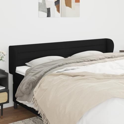 Mandloder Schwarzes Kopfteil mit Ohren, 203x23x78/88 cm, verstellbar, Stoff-Polsterung, für Doppelbett, Schlafzimmer, Robustes Design Mandloder Schwarzes Kopfteil mit Ohren, 203x23x78/88 cm, verstellbar, Stoff-Polsterung, für Doppelbett, Schlafzimmer, Robustes Design von Mandloder