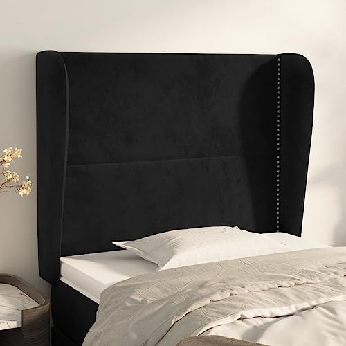 Mandloder Schwarzes Kopfteil mit Ohren, 83x23x118/128 cm, aus weichem Samt, höhenverstellbar für Betten, idealer Rückenschutz, einfaches Anbringen Mandloder Schwarzes Kopfteil mit Ohren, 83x23x118/128 cm, aus weichem Samt, höhenverstellbar für Betten, idealer Rückenschutz, einfaches Anbringen von Mandloder