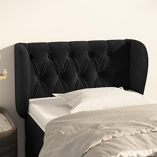 Mandloder Schwarzes Kopfteil mit Ohren, 83x23x78/88 cm, aus weichem Samt, höhenverstellbar, robuster Holzrahmen, ideal für Schlafzimmer, Bequeme Rückenunterstützung Mandloder Schwarzes Kopfteil mit Ohren, 83x23x78/88 cm, aus weichem Samt, höhenverstellbar, robuster Holzrahmen, ideal für Schlafzimmer, Bequeme Rückenunterstützung von Mandloder