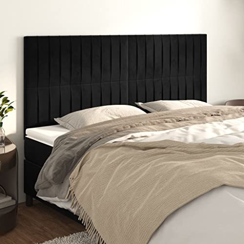 Mandloder Schwarzes Samt Kopfteil 4er-Set, Höhenverstellbar 90x5x78/88 cm, Weiche Polsterung für Schlafzimmerbett, Robuste Holzbeine, Komfortables Rückenpolster Mandloder Schwarzes Samt Kopfteil 4er-Set, Höhenverstellbar 90x5x78/88 cm, Weiche Polsterung für Schlafzimmerbett, Robuste Holzbeine, Komfortables Rückenpolster von Mandloder