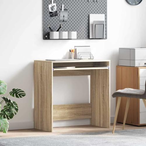 Mandloder Sonoma Eiche Schreibtisch mit Regal, moderner Computertisch aus Holzwerkstoff, 77,5 x 43 x 79 cm, Stabiler Bürotisch für Heimbüro und Studenten von Mandloder