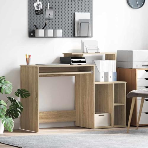 Mandloder Tisch mit Stauraum, Sonoma Eiche, 120.5x44x88.5 cm, modernes Design, vielseitiger Schreibtisch für Büro & Zuhause, ideal zum Arbeiten & Lernen von Mandloder