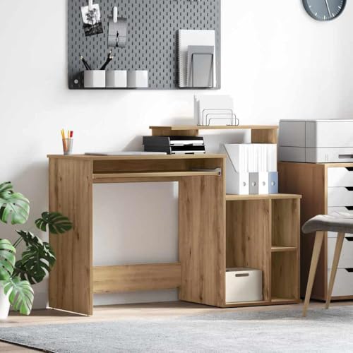 Mandloder Tisch mit Stauraum Eiche handwerklich, 120,5 x 44 x 88,5 cm Schreibtisch für Home Office, modernes Holzmöbel mit Regalen Mandloder Tisch mit Stauraum Eiche handwerklich, 120,5 x 44 x 88,5 cm Schreibtisch für Home Office, modernes Holzmöbel mit Regalen von Mandloder