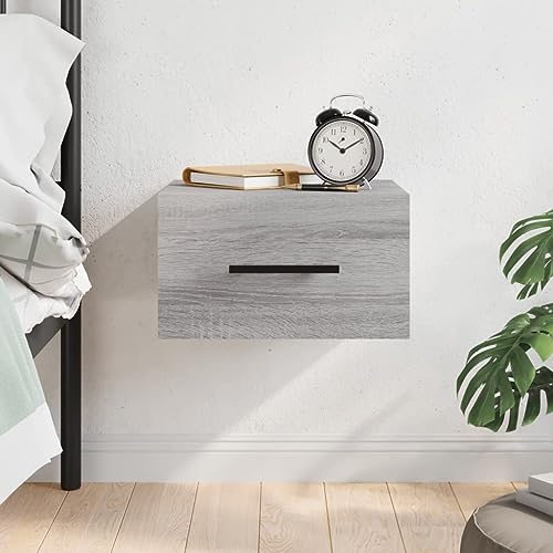 Mandloder Wand-Nachttisch Grau Sonoma 35x35x20 cm, Holzwerkstoff Schwebend mit Stauraum, Modernes Design für Schlafzimmer, Wohnzimmer, Büro, Platzsparendes Möbelstück von Mandloder