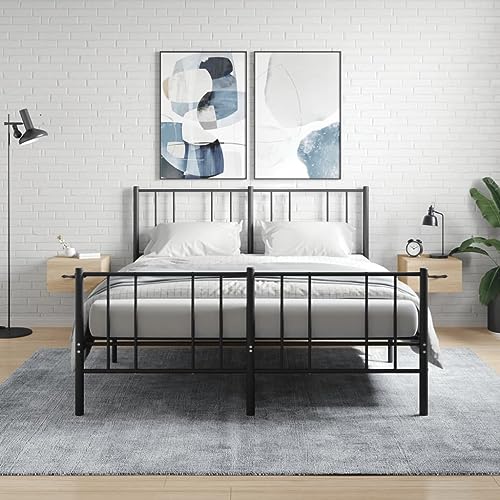 Mandloder Wand-Nachttische 2er Set Sonoma-Eiche, 35x35x20 cm schwebend, Holzwerkstoff, Hängeregal für Schlafzimmer, Wohnzimmer, Bad, praktischer Stauraum, Moderne Möbel von Mandloder