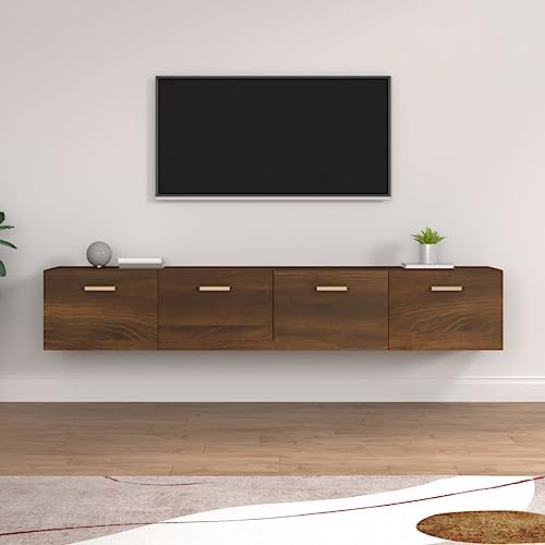 Mandloder Wandschränke 2er-Set, Braun Eichen-Optik, 100x36,5x35 cm, Holzwerkstoff Hängeschrank mit 2 Fächern für Vielseitige Lagerung Zuhause, Büro, Küche von Mandloder