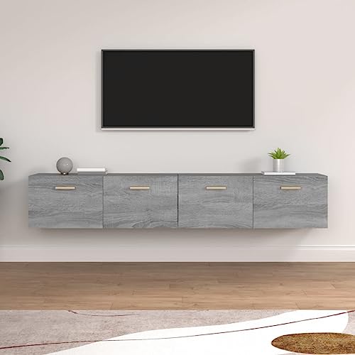 Mandloder Wandschränke 2er Set Grau Sonoma, 100x36,5x35 cm Holzwerkstoff, Hängeschränke mit 2 Fächern für Büro Küche Bad Garage, praktische Aufbewahrung von Mandloder