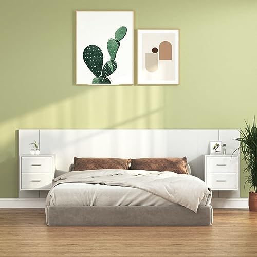 Mandloder Weißes Kopfteil mit integrierten Nachttischen aus Holzwerkstoff, 160x80 cm, klassisches Design für Schlafzimmer, inklusive 2 Nachttische, robust und feuchtigkeitsbeständig, platzsparend. Mandloder Weißes Kopfteil mit integrierten Nachttischen aus Holzwerkstoff, 160x80 cm, klassisches Design für Schlafzimmer, inklusive 2 Nachttische, robust und feuchtigkeitsbeständig, platzsparend. von Mandloder