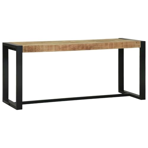 Massive braune Holzbank aus Mangoholz, 100x35x45 cm, mit verstecktem Stauraum, robuste Sitzbank für Flur, Eingangsbereich und Wohnzimmer, industrielles Design von Mandloder