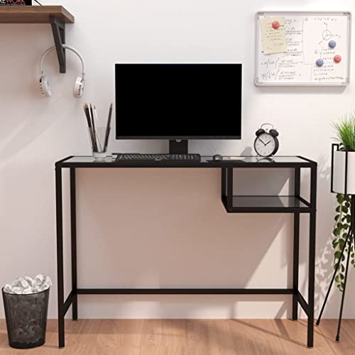 Moderner Computertisch Schwarz Marmor Optik 100x36x74 cm, Robuster Bürotisch aus gehärtetem Hartglas & Eisen für Heimbüro, Laptop-Arbeitsplatz & Gaming Moderner Computertisch Schwarz Marmor Optik 100x36x74 cm, Robuster Bürotisch aus gehärtetem Hartglas & Eisen für Heimbüro, Laptop-Arbeitsplatz & Gaming von Mandloder