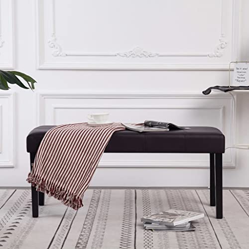 Robuste Sitzbank 106 cm, Braun Kunstleder, Holzrahmen, gepolstert, Bequeme Sitzgelegenheit für Flur, Schlafzimmer, Eingangsbereich von Mandloder