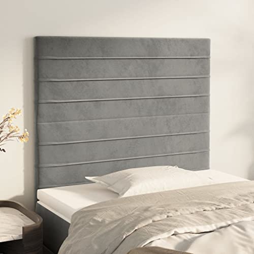 Samt Kopfteile, 2 STK., Hellgrau, 100x5x78/88 cm, Höhenverstellbar, Weiches Polster für Bettgestell, Schlafzimmer, Robustes Wandpaneel, Modernes Design Samt Kopfteile, 2 STK., Hellgrau, 100x5x78/88 cm, Höhenverstellbar, Weiches Polster für Bettgestell, Schlafzimmer, Robustes Wandpaneel, Modernes Design von Mandloder