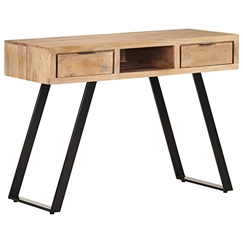 Schreibtisch 107x45x79 cm, Massivholz Akazie mit lebendigen Kanten, Robuster PC-Tisch im Industrial Design für Büro und Zuhause, vielseitiger Holztisch mit Schubladen Schreibtisch 107x45x79 cm, Massivholz Akazie mit lebendigen Kanten, Robuster PC-Tisch im Industrial Design für Büro und Zuhause, vielseitiger Holztisch mit Schubladen von Mandloder