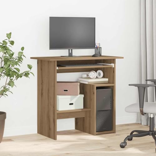 Schreibtisch Artisan-Eiche 80x45x74 cm, langlebiger Holzwerkstoff Bürotisch mit Stauraum, ideal für Laptop und Arbeitszimmer, modernes Design von Mandloder