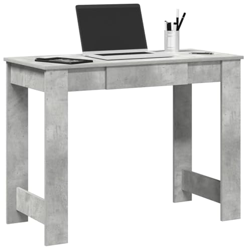 Schreibtisch Betongrau 100x45x75 cm aus robustem Holzwerkstoff, vielseitiger Computertisch mit Stauraum für Büro, Schlafzimmer und Arbeitszimmer, langlebige Arbeitsfläche von Mandloder