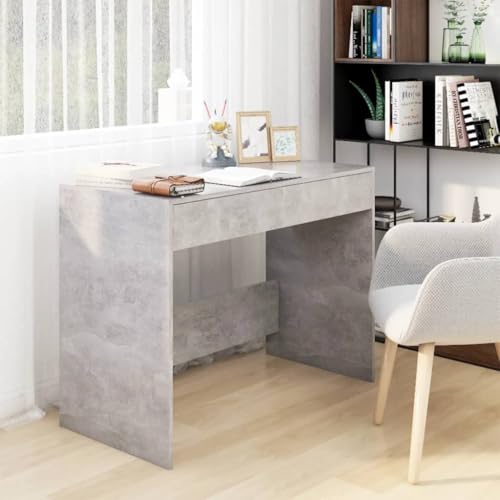 Schreibtisch Betongrau 101x50x76,5 cm, robuster Holzwerkstoff Arbeitstisch für Büro, Schlafzimmer & Home Office, modernes Design mit 2 Schubladen von Mandloder