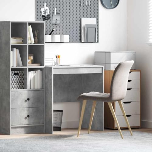 Schreibtisch Betongrau 70x50x76cm aus Holzwerkstoff, schlankes Design für Zuhause & Büro, langlebige Arbeitsplatte, ideal für Laptop & Schreiben von Mandloder