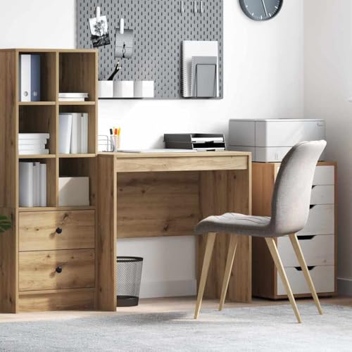 Schreibtisch Eiche handwerklich, 80x50x76 cm, robuster Holzwerkstoff, für Büro und Zuhause, Elegantes Design, ideal zum Schreiben und Arbeiten von Mandloder