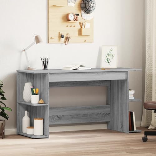 Schreibtisch Grau Sonoma 140x50x75 cm aus robustem Holzwerkstoff, langlebiges Büromöbel für Laptop und PC, ideal für Arbeitszimmer und Büro von Mandloder
