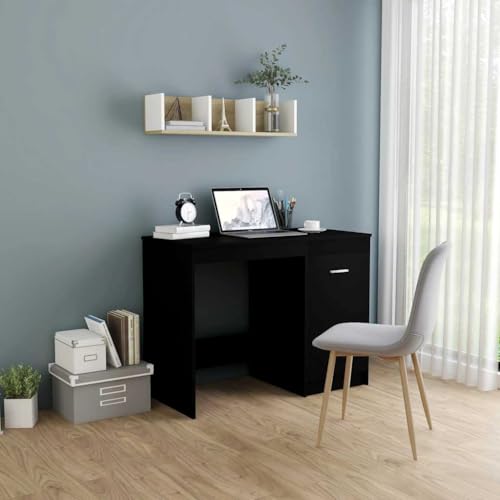 Schreibtisch Schwarz 100x50x76 cm, robuster Holzwerkstoff Bürotisch mit Schrank, ideal für Home Office, Laptop und Studium, langlebiges Computermöbel Schreibtisch Schwarz 100x50x76 cm, robuster Holzwerkstoff Bürotisch mit Schrank, ideal für Home Office, Laptop und Studium, langlebiges Computermöbel von Mandloder