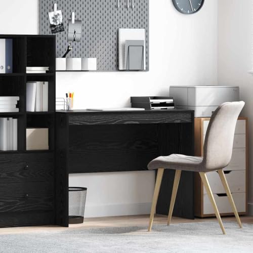 Schreibtisch Schwarze Eiche 100x50x76cm, Robuster Holzwerkstoff Computertisch mit Stauraum für Büro, Schlafzimmer und Home Office, Eleganter Arbeitstisch für Laptop und Schreiben von Mandloder