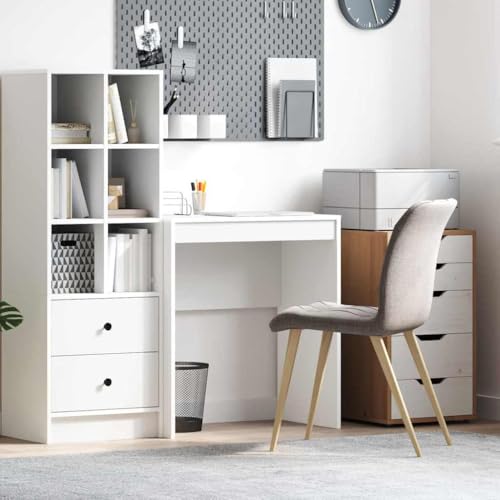 Schreibtisch Weiß 70x40x76cm, Eleganter Computertisch aus Holzwerkstoff mit Ablagefach, Kompakter Bürotisch für Büro und Zuhause, Moderner Arbeitstisch für Laptop und Schreiben von Mandloder