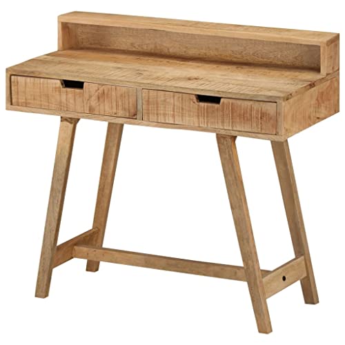 Schreibtisch aus rauem massivem Mangoholz, 100x45x90 cm, Vintage-Stil, mit Zwei Schubladen für Büro und Zuhause, ideal als Computer- oder Arbeitstisch. Schreibtisch aus rauem massivem Mangoholz, 100x45x90 cm, Vintage-Stil, mit Zwei Schubladen für Büro und Zuhause, ideal als Computer- oder Arbeitstisch. von Mandloder