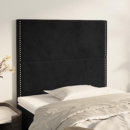 Schwarze Samt Kopfteile, 2er-Set, 100x5x78/88 cm, höhenverstellbar, Elegantes Design für Schlafzimmer, weiches Rückenpolster, robuster Wandschutz Schwarze Samt Kopfteile, 2er-Set, 100x5x78/88 cm, höhenverstellbar, Elegantes Design für Schlafzimmer, weiches Rückenpolster, robuster Wandschutz von Mandloder