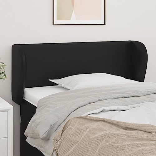Schwarzes Kopfteil mit Ohren, 93x23x78/88 cm, aus langlebigem Kunstleder für Doppelbetten, höhenverstellbar, inklusive Ohren, stabile Holzbeine, ideal für bequemes Lesen im Schlafzimmer Schwarzes Kopfteil mit Ohren, 93x23x78/88 cm, aus langlebigem Kunstleder für Doppelbetten, höhenverstellbar, inklusive Ohren, stabile Holzbeine, ideal für bequemes Lesen im Schlafzimmer von Mandloder