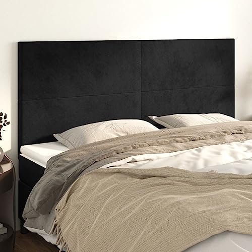 Schwarzes Samt Kopfteil 4er Set, 90x5x78/88 cm verstellbar, weiches Polster für Doppelbett, Schlafzimmer Dekor, einfache Montage Schwarzes Samt Kopfteil 4er Set, 90x5x78/88 cm verstellbar, weiches Polster für Doppelbett, Schlafzimmer Dekor, einfache Montage von Mandloder