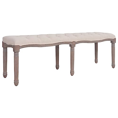 Sitzbank Stoff Massivholz 150x40x48 cm Cremeweiß, gepolstert für Eingangsbereich und Schlafzimmer, Bequeme Bank für Flurmöbel Sitzbank Stoff Massivholz 150x40x48 cm Cremeweiß, gepolstert für Eingangsbereich und Schlafzimmer, Bequeme Bank für Flurmöbel von Mandloder