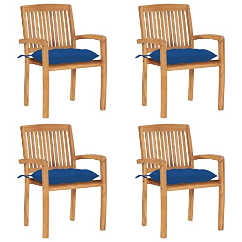 Stapelbare Gartenstühle 4er Set aus Massivholz Teak mit bequemen Kissen, witterungsbeständige Outdoor Esszimmerstühle, langlebige Gartenmöbel für Terrasse & Balkon Stapelbare Gartenstühle 4er Set aus Massivholz Teak mit bequemen Kissen, witterungsbeständige Outdoor Esszimmerstühle, langlebige Gartenmöbel für Terrasse & Balkon von Mandloder