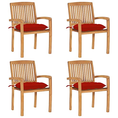 Stapelbare Gartenstühle mit Kissen, 4er-Set aus massivem Teakholz, witterungsbeständig für Garten & Terrasse, langlebige Outdoor-Möbel Stapelbare Gartenstühle mit Kissen, 4er-Set aus massivem Teakholz, witterungsbeständig für Garten & Terrasse, langlebige Outdoor-Möbel von Mandloder