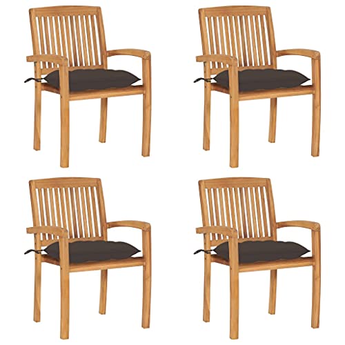 Stapelbare Gartenstühle mit Kissen 4er Set, Massivholz Teak, Witterungsbeständige Outdoor Stühle für Terrasse, Langlebige Gartenmöbel Stapelbare Gartenstühle mit Kissen 4er Set, Massivholz Teak, Witterungsbeständige Outdoor Stühle für Terrasse, Langlebige Gartenmöbel von Mandloder