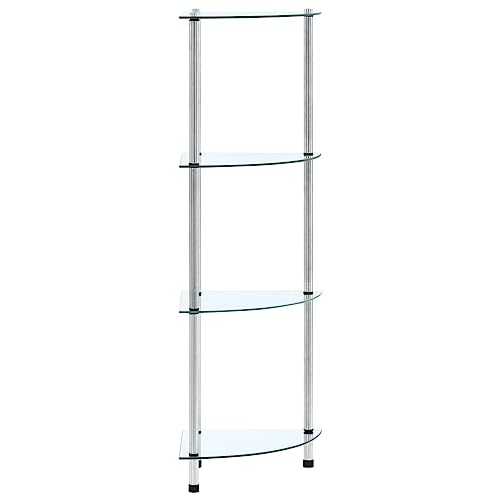 Transparentes Glasregal mit 4 Ablagen, 30x30x100 cm, aus Hartglas und Edelstahl, vielseitig einsetzbarer, moderner Book Shelf für Wohnzimmer und Büro Transparentes Glasregal mit 4 Ablagen, 30x30x100 cm, aus Hartglas und Edelstahl, vielseitig einsetzbarer, moderner Book Shelf für Wohnzimmer und Büro von Mandloder
