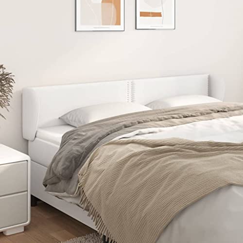 Weißes Kopfteil mit Ohren, 203x23x78/88 cm, aus langlebigem Kunstleder für Doppelbetten, höhenverstellbar mit Stabiler Unterstützung Weißes Kopfteil mit Ohren, 203x23x78/88 cm, aus langlebigem Kunstleder für Doppelbetten, höhenverstellbar mit Stabiler Unterstützung von Mandloder
